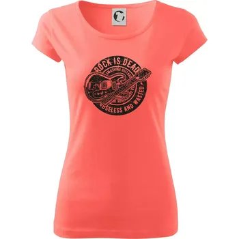 Dámské tričko Rock Is Dead 1 - Dámské triko Pure - S ( Korálová )