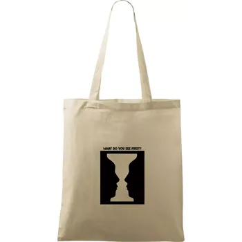 Nákupní taška What do you see first? Pohár - Obličeje - Taška bavlněná - 42 x 38 cm ( Naturální )