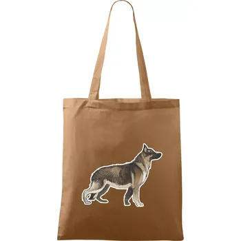 Nákupní taška Německý ovčák - hnědý kreslený - Taška bavlněná - 42 x 38 cm ( Cappuccino )