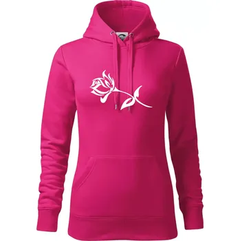 Dámská mikina Růže obrys - Mikina dámská Cape s kapucí - L ( Purpurová )
