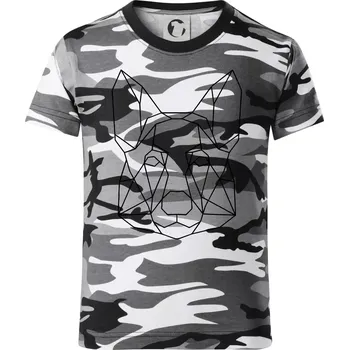 Chlapecké oblečení Německý ovčák - Geometrie - Dětské maskáčové triko - 134 cm/8 let ( Šedý maskáč )