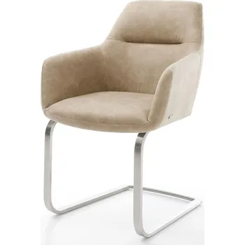 Jídelní židle DELIFE Jídelní židle Pejo-Flex mikrovlákno béžová vintage jídelní židle plochý nerezová ocel taštičkové pružiny