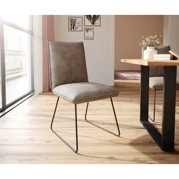 Jídelní židle DELIFE Jídelní židle Lelio-Flex mikrovlákno taupe vintage tenká podnož černá taštičkové pružiny