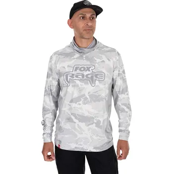 Rybářské oblečení Fox Rage Triko UV Hooded Light Camo Top Large