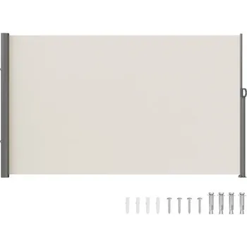 Markýza VEVOR Zatahovací boční markýza, venkovní soukromí 63''x 118'', 180g polyesterová voděodolná zatahovací zástěna na terasu, UV 30+ dělicí stěna, větrná clona na terasu, dvůr, balkon, béžová