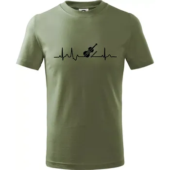 EKG housle - Tričko dětské bavlněné - 122 cm/6 let ( Khaki )