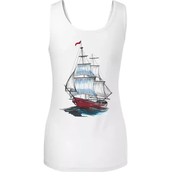 Dámské tričko Plachetnice barevná na zádech - Dámské tílko - S ( Bílá )