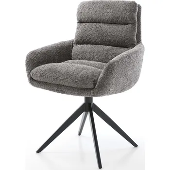 Jídelní židle DELIFE Jídelní židle Abelia-Flex s područkami bouclé šedá křížová podnož široká černá