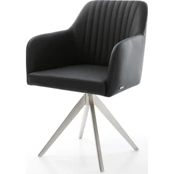 Jídelní židle DELIFE Jídelní židle Greg-Flex pravá kůže černá křížová podnož hranatá nerezová ocel taštičkové pružiny