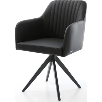 Jídelní židle DELIFE Jídelní židle Greg-Flex pravá kůže černá křížová podnož hranatá černá taštičkové pružiny