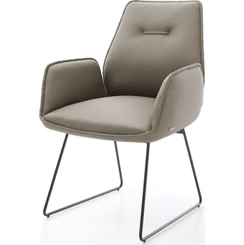 Jídelní židle DELIFE Jídelní židle Zoa-Flex pravá kůže tmavě béžová tenká podnož černá taštičkové pružiny