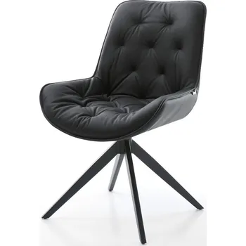 Jídelní židle DELIFE Jídelní židle Taimi-Flex pravá kůže černá křížová podnož široká černá