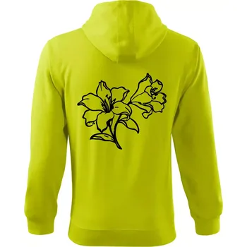 Pánská mikina Lilie černobílá - Mikina s kapucí na zip trendy zipper - 2XL ( Limetková )