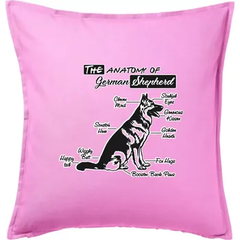 Polštář Německý ovčák - Anatomie - Polštář 50x50 - 50x50 - Pouze potah ( Růžová )