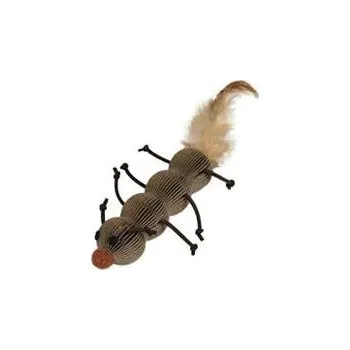 Hračka pro kočku Housenka kartonová s peřím 12 cm 1 ks