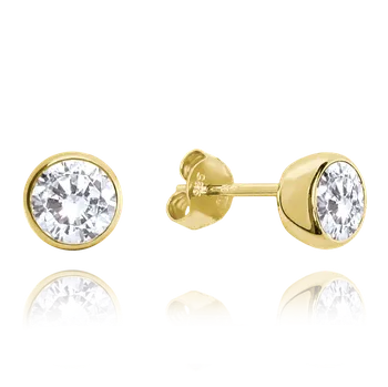 Náušnice MINET Pozlacené stříbrné náušnice PECKY s bílými zirkony