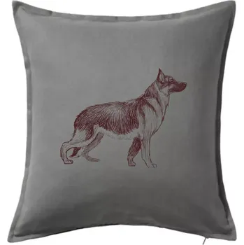 Polštář Německý ovčák - kreslený skica - Polštář 50x50 - 50x50 - Pouze potah ( Tmavě šedý melír )
