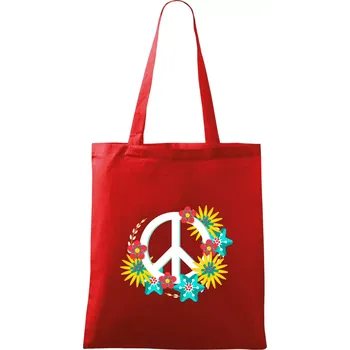 Nákupní taška Peace symbol abstraktní - Taška bavlněná - 42 x 38 cm ( Červená )