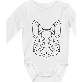 Kojenecké oblečení Německý ovčák - Geometrie - Body kojenecké s dlouhým rukávem - Dlouhý r. do 3 měs ( Bílá )