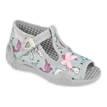 Dívčí bačkory 213P123 18 - dívčí bačkorky Befado stříbrné, dino 213P123_18