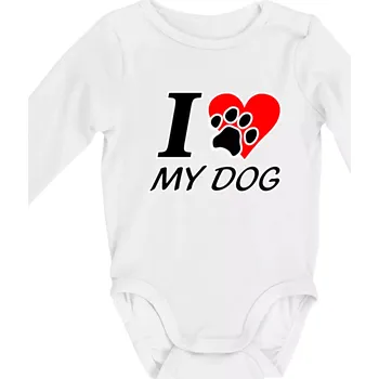 I love my dog - nápis - Body kojenecké s dlouhým rukávem - Dlouhý r. do 3 měs ( Bílá )