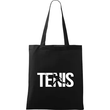 Nákupní taška Tenis nápis silueta - Taška bavlněná - 42 x 38 cm ( Černá )