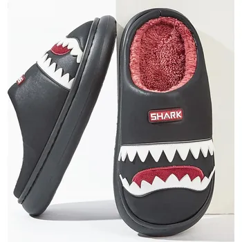 Dámské sandále Unisex domácí pantofle se žraločím motivem Barva: Černá, Velikost: 48-49
