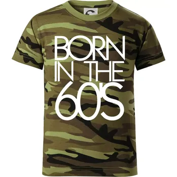 Born In The 60's - Dětské maskáčové triko - 146 cm/10 let ( Zelený maskáč )