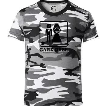 Chlapecké tričko Game Over rozlučka - Dětské maskáčové triko - 122 cm/6 let ( Šedý maskáč )