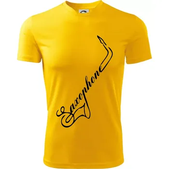 Saxophone nápis - Dětské triko sportovní (dresovina) - 146 cm/10 let ( Žlutá )