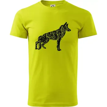 Pánské tričko Německý ovčák - tattoo - Klasické pánské triko vyšší gramáže - XL ( Limetková )