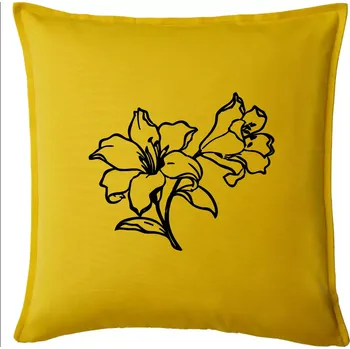 Polštář Lilie černobílá - Polštář 50x50 - 50x50 - Pouze potah ( Žlutá )
