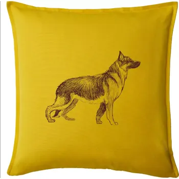 Polštář Německý ovčák - kreslený skica - Polštář 50x50 - 50x50 - Pouze potah ( Žlutá )