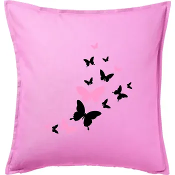 Polštář Motýli růžovo černí - Polštář 50x50 - 50x50 - Včetně výplně ( Růžová )