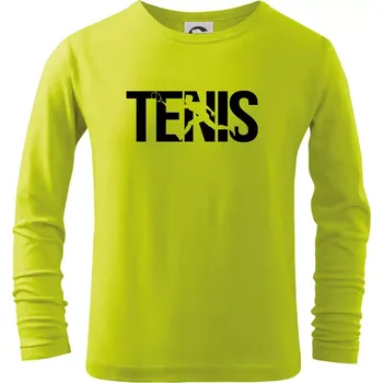 Dětská móda Tenis nápis silueta - Triko dětské Long Sleeve - 134 cm/8 let ( Limetková )