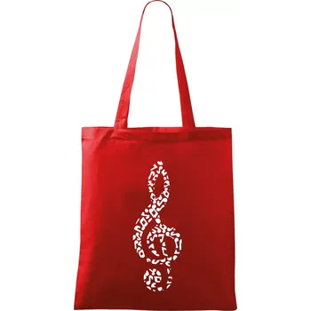 Nákupní taška Houslový klíč z not - Taška bavlněná - 42 x 38 cm ( Červená )