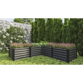 Skleník Vyvýšený záhon Vitavia Linus In & Out 401 M plechový 185 x 185 x 40,3 cm granit/černá