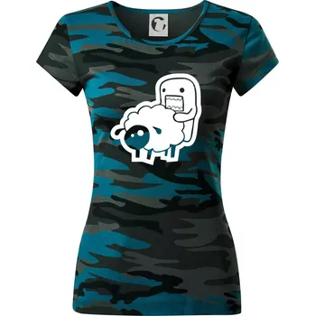 Dámské oblečení Sticker ovce - Dámské maskáčové triko - M ( Petrolejová maskáč )