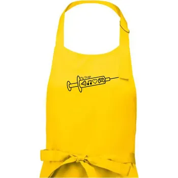 Kuchyňská zástěra My Drugs - jídlo hudba - Dámská zástěra na vaření - Univerzální velikost ( Žlutá )