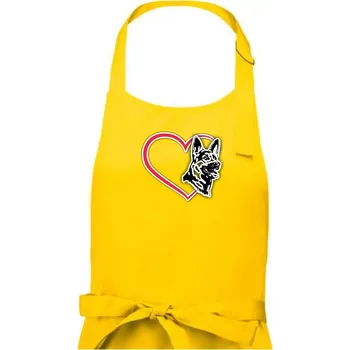 Kuchyňská zástěra Německý ovčák v srdci - Dámská zástěra na vaření - Univerzální velikost ( Žlutá )