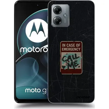 Pouzdro na mobilní telefon Picasee silikonový černý obal pro Motorola Moto G14 - EMERGENCY