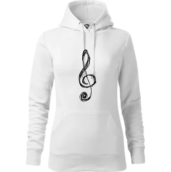 Dámská mikina Houslový klíč kreslený - Mikina dámská Cape s kapucí - XL ( Bílá )