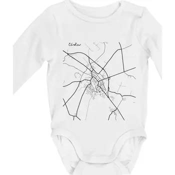 Kojenecký body Černobílá mapa Čáslav - Body kojenecké s dlouhým rukávem - Dlouhý r. do 3 měs ( Bílá )
