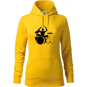 Dámská mikina Bicí bubeník - Mikina dámská Cape s kapucí - XS ( Žlutá )