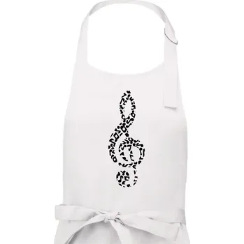Kuchyňská zástěra Houslový klíč z not - Pánská zástěra na vaření - Univerzální velikost ( Bílá )