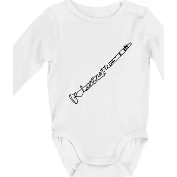 Kojenecký body Klarinet nápis - Body kojenecké s dlouhým rukávem - Dlouhý r. do 3 měs ( Bílá )