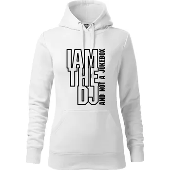 Dámská mikina Iam the dj and not a jukebox na výšku - Mikina dámská Cape s kapucí - S ( Bílá )