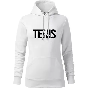 Dámská mikina Tenis nápis silueta - Mikina dámská Cape s kapucí - XL ( Bílá )