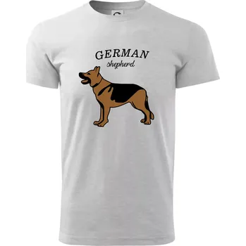 Německý ovčák - hnědý s nápisem - Triko extra velké (5-8XL) - 7XL ( Světlešedý Melír )