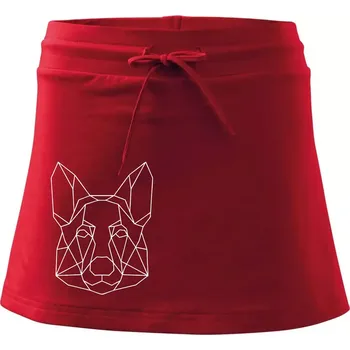 Dámská sukně Německý ovčák - Geometrie - Sportovní sukně - two in one - XL ( Červená )